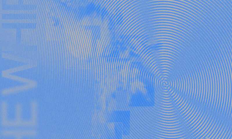 oreglo - “The Whirr” cover artwork. Shades of blue and white.